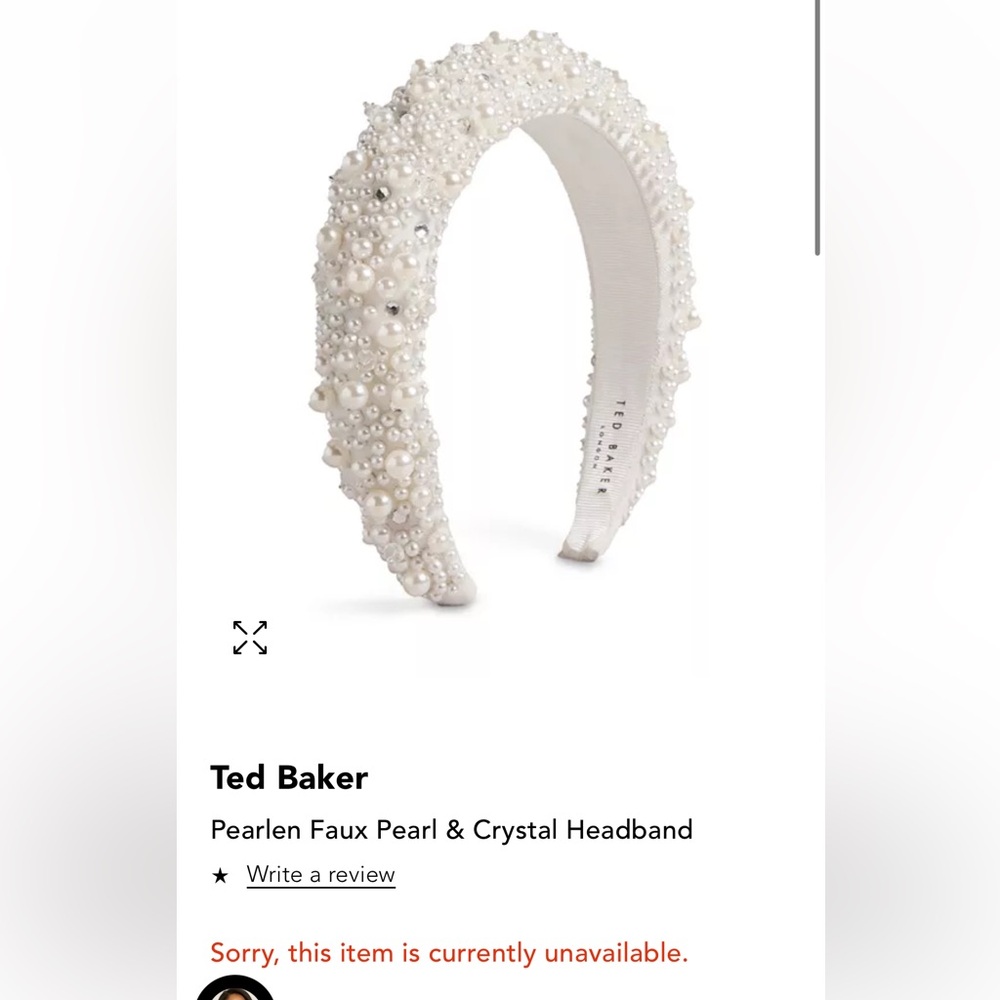 Pearl & crystal Ted Baker ecru bridal headband